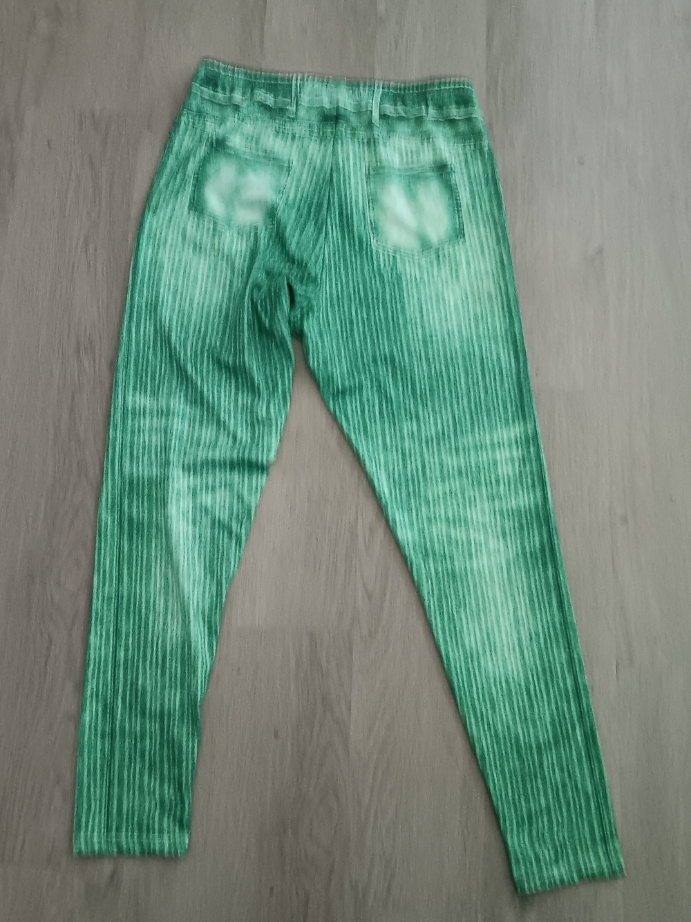 Green Ribbed Women Leggings Pants - Picture 4 of 5